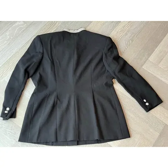 Vtg Glam Black Rhinestone Embellished Blazer Jacket 18 Sophisticated Evening 80s - Picture 7 of 9